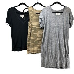 Current/Elliott Tops Bundle Womens 0 1 Small Multi-Color Camo Ruffle Edgy Casual